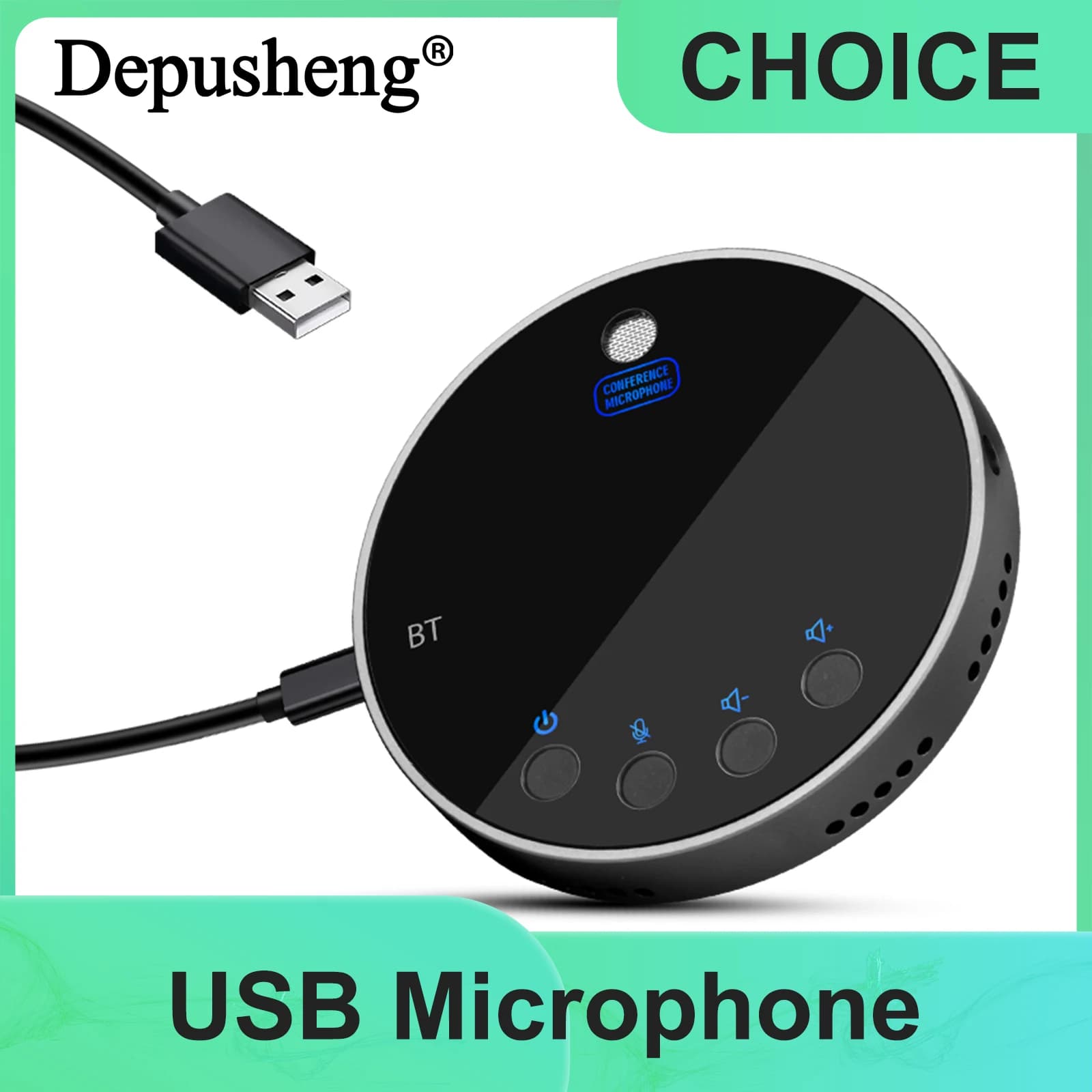 Altoparlante professionale per microfono da tavolo per conferenze USB Depusheng Q8 360 ° Funzione muto/volume con microfono a condensatore omnidirezionale