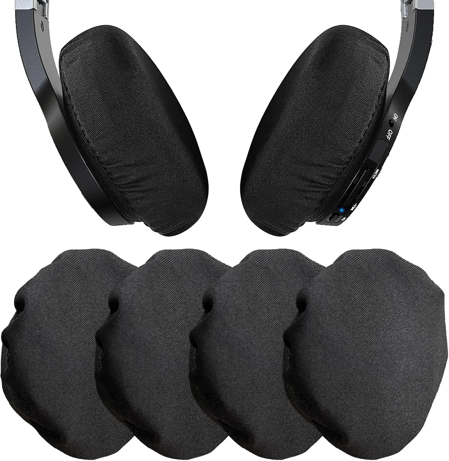2 Pairs Washable Strechable Headset Earpad Cloth Cover for Gym, Training, Aviation, Racing, Gaming Over The Ear Headphones