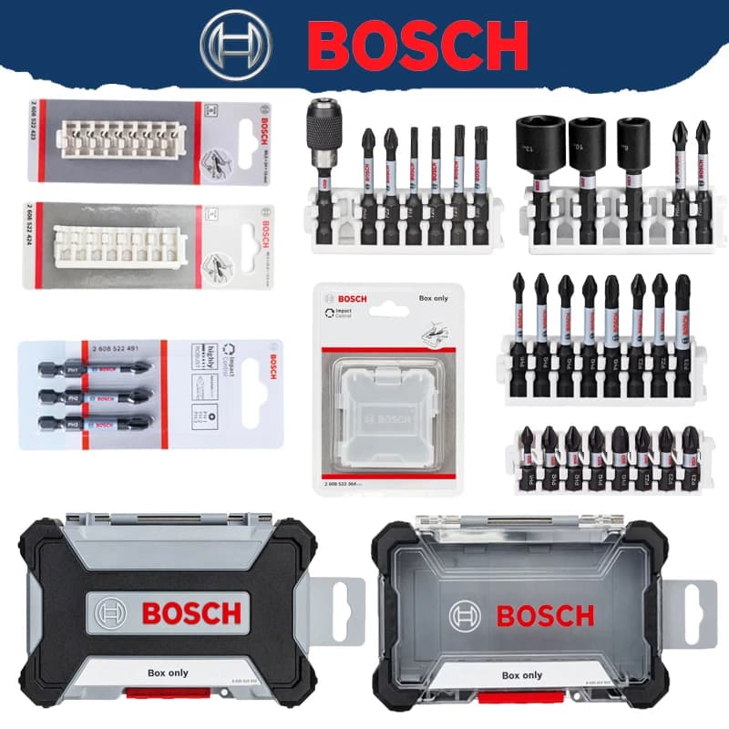 BOSCH Set of drill bits with PZ/PH shock control original, tool box to store tips, tool accessories with head bracket