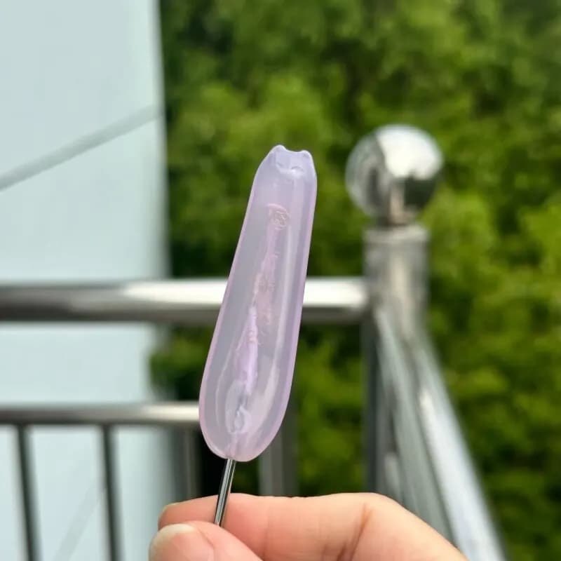 1 pz Uncinetto con Manico in Resina a Forma di Testa di Gatto Viola, Ferri da Maglia in Acciaio Inossidabile