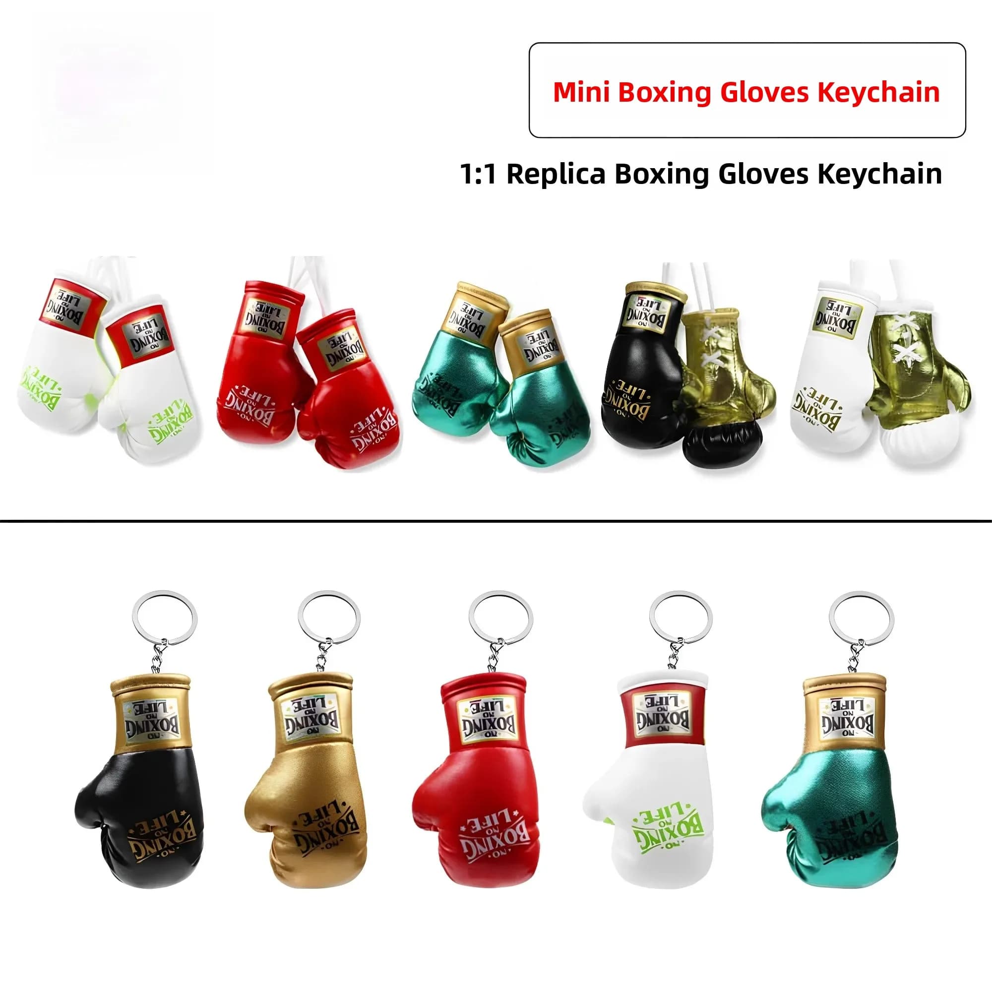 Boxing Glove Keychain Car Bag Decorative Accessories NOBOXINGNOLIFE Punching Bag Style Key Ring Fitness Sportswear