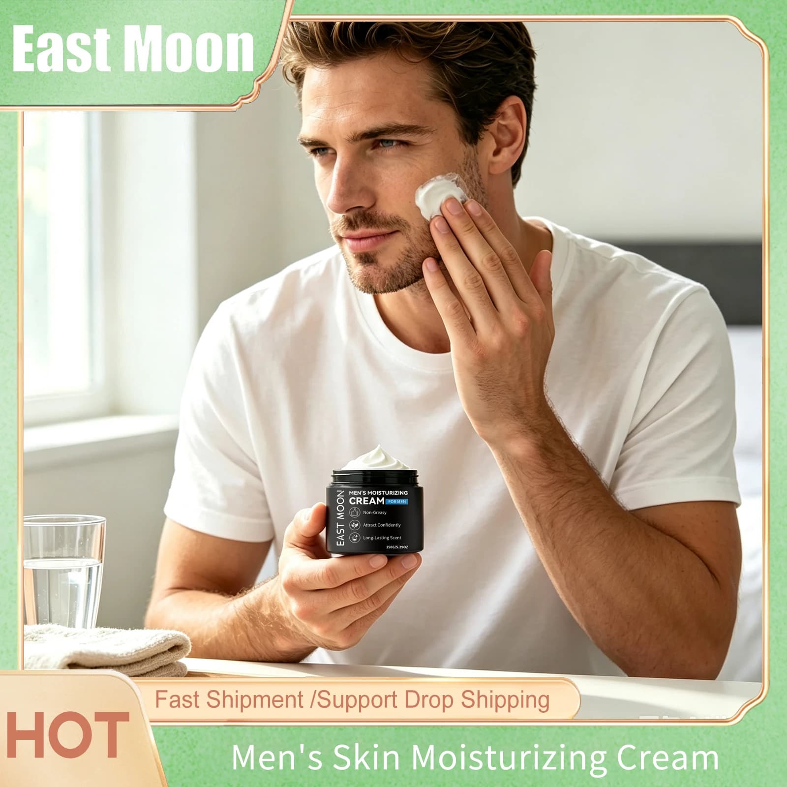 East Moon Man Face Cream Oil Control Shrink Pore Moisturizing Smooth Skin Black To Bright Korean Retinol Facial Moisturizer 150g