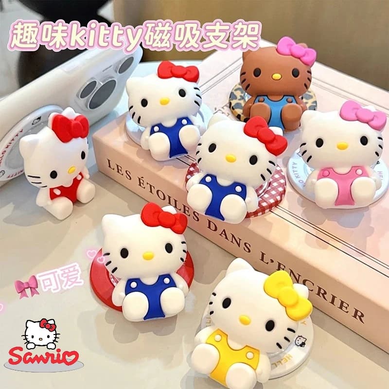 Supporto Magnetico 3D per Telefono Sanrio Hello Kitty, Grip Tok per Magsafe iPhone Samsung, Stand Espandibile