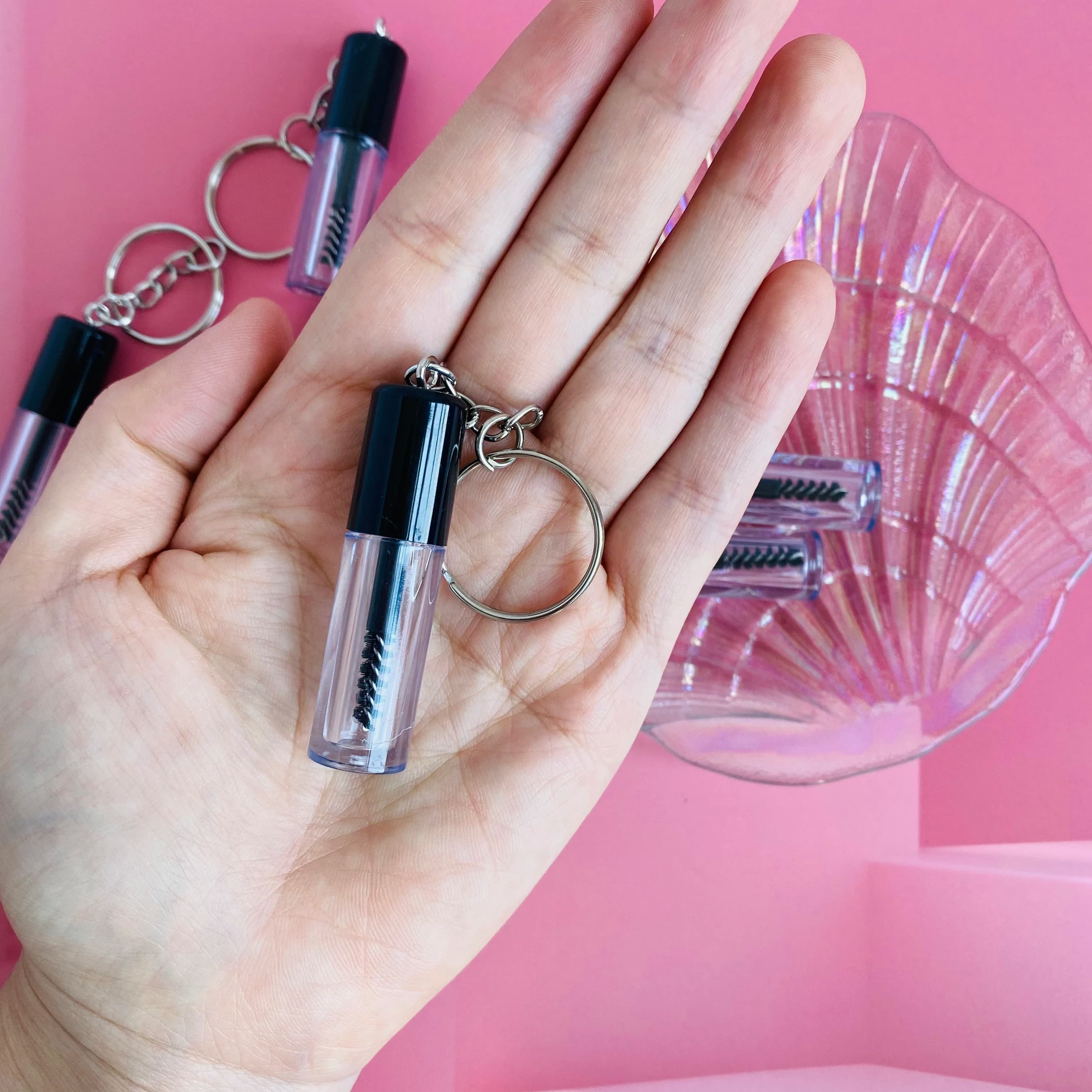 3/10PCS Small Sample Size Empty Mascara Tube with Eyelash Wand Keychain