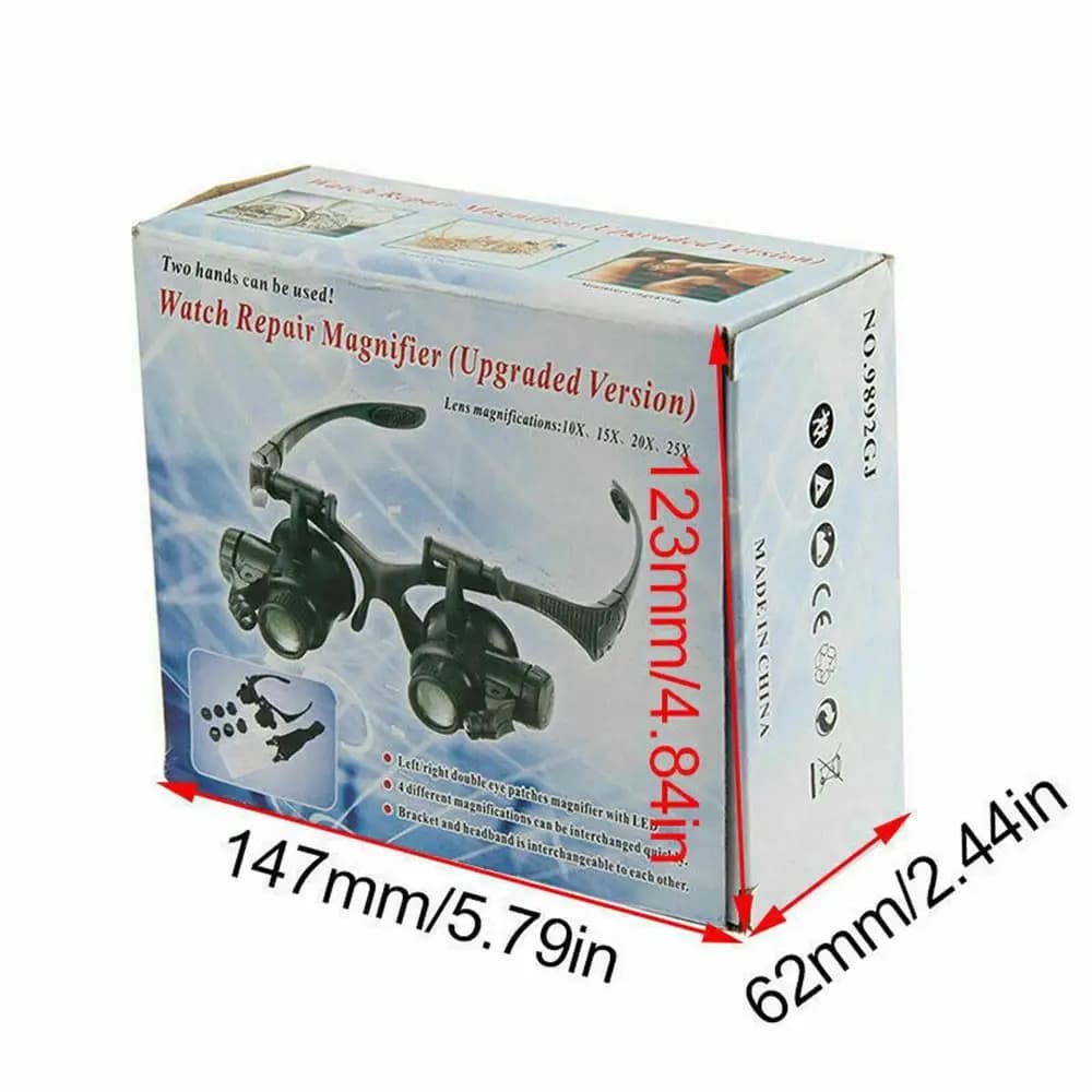 Kit di Riparazione Orologi con Luce LED, Microscopio da Gioielliere, Lente d'Ingrandimento, Occhiali Ingrandenti
