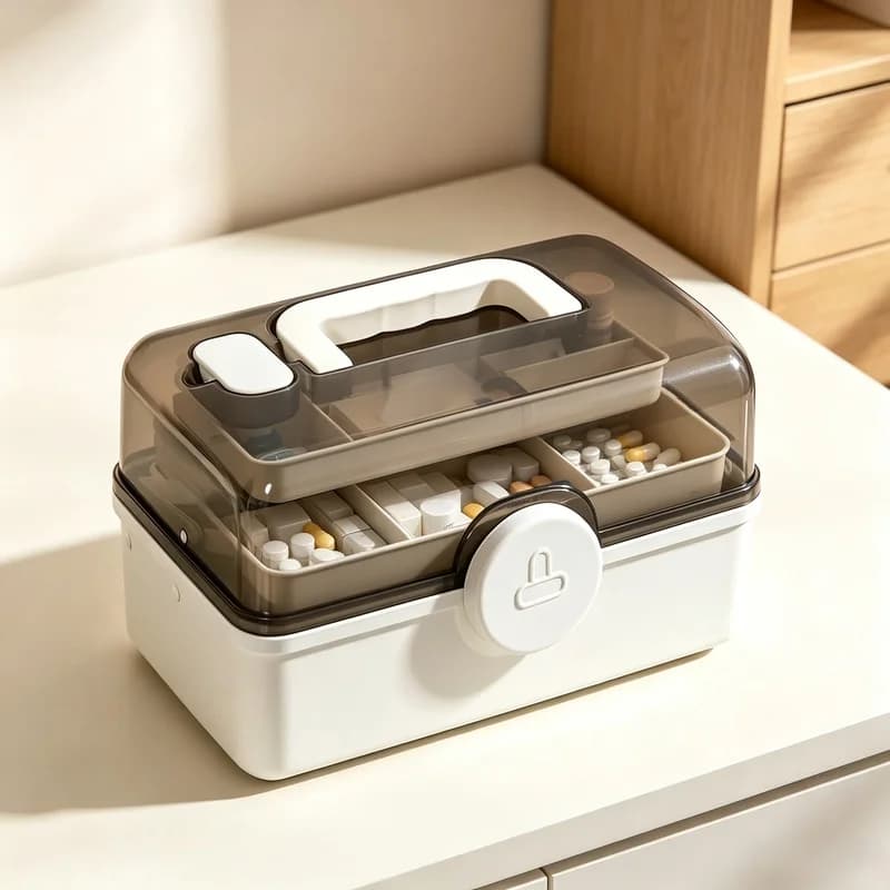 3‑Layer Large‑Capacity First‑Aid Box, Portable Family Medicine Storage Container for Household & Outdoor Travel Emergency Use