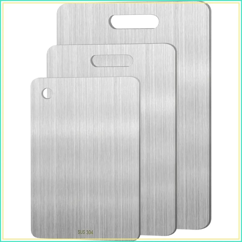 3pcs Stainless Steel Cutting Board, Double Sided Thick Board for Kitchen