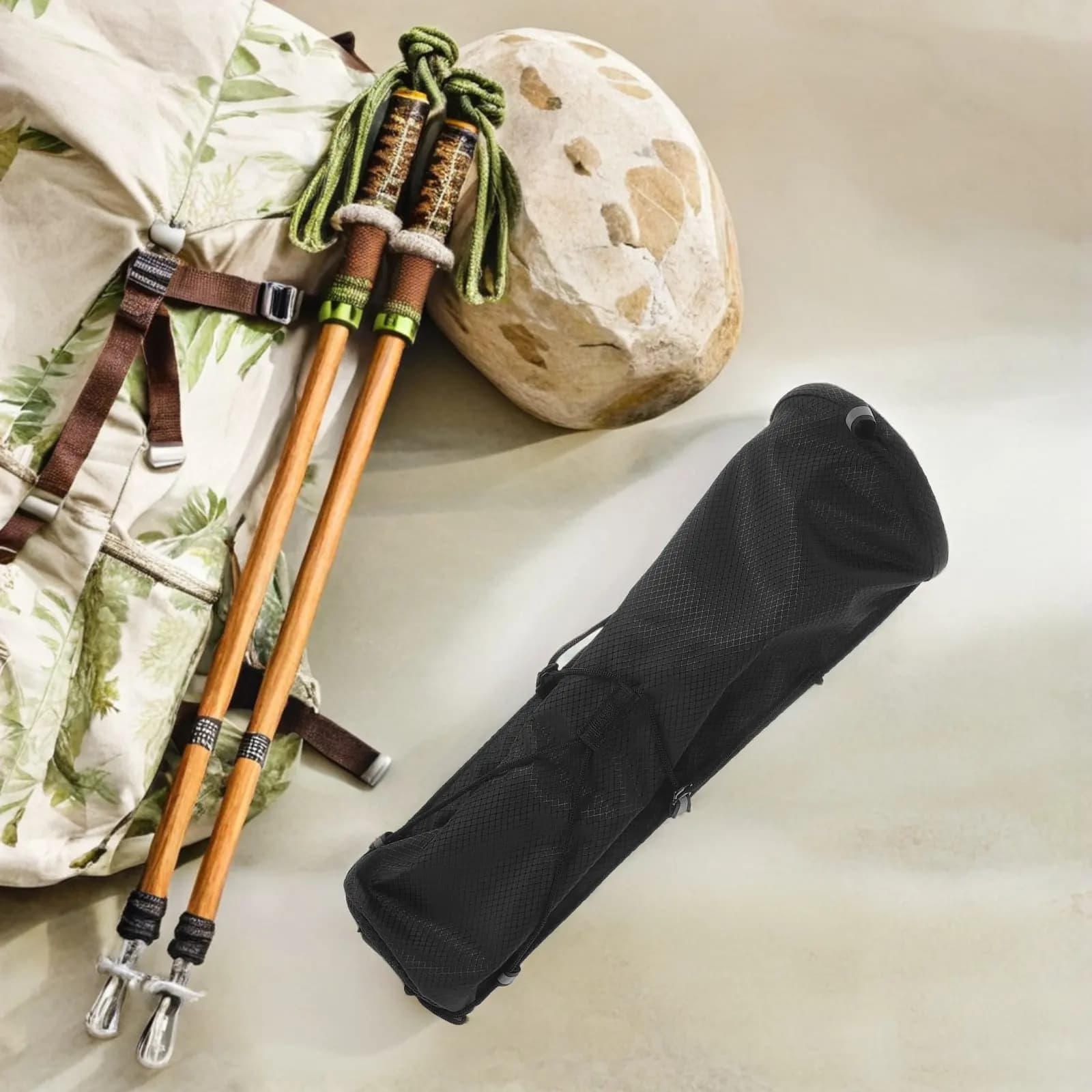 Borsa Impermeabile Nera per Bastoncini da Trekking, Custodia Portatile per Bastoni da Escursionismo, Borsa Pieghevole in Tessuto Oxford per Esterni, 14,96 Pollici