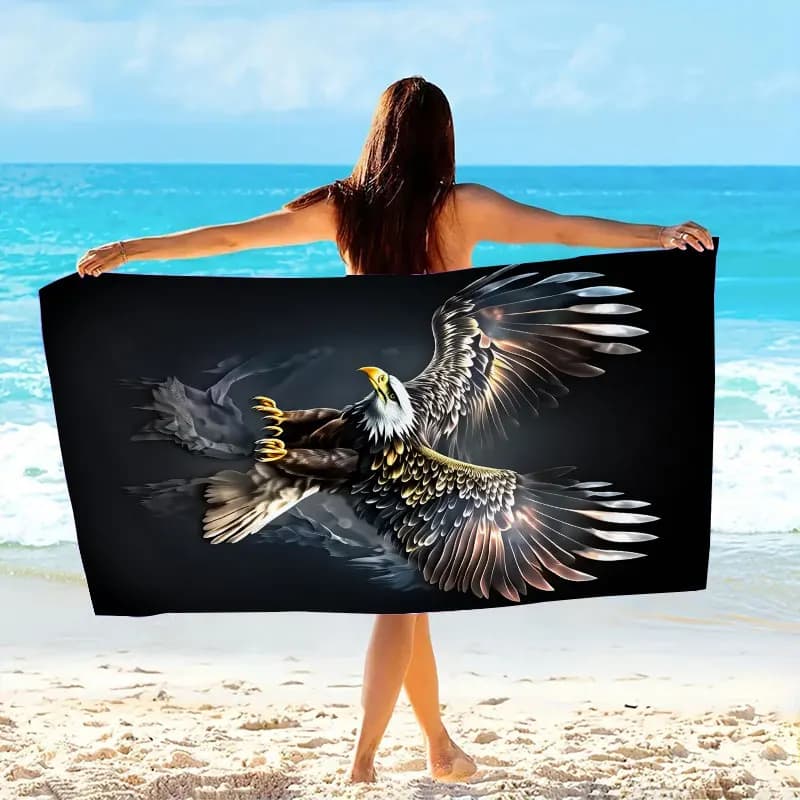 Asciugamano da spiaggia Bald Eagle (1 pezzo) - Morbido e ad asciugatura rapida, stampa con uccelli maestosi, per viaggi e nuoto, in microfibra lavabile in lavatrice