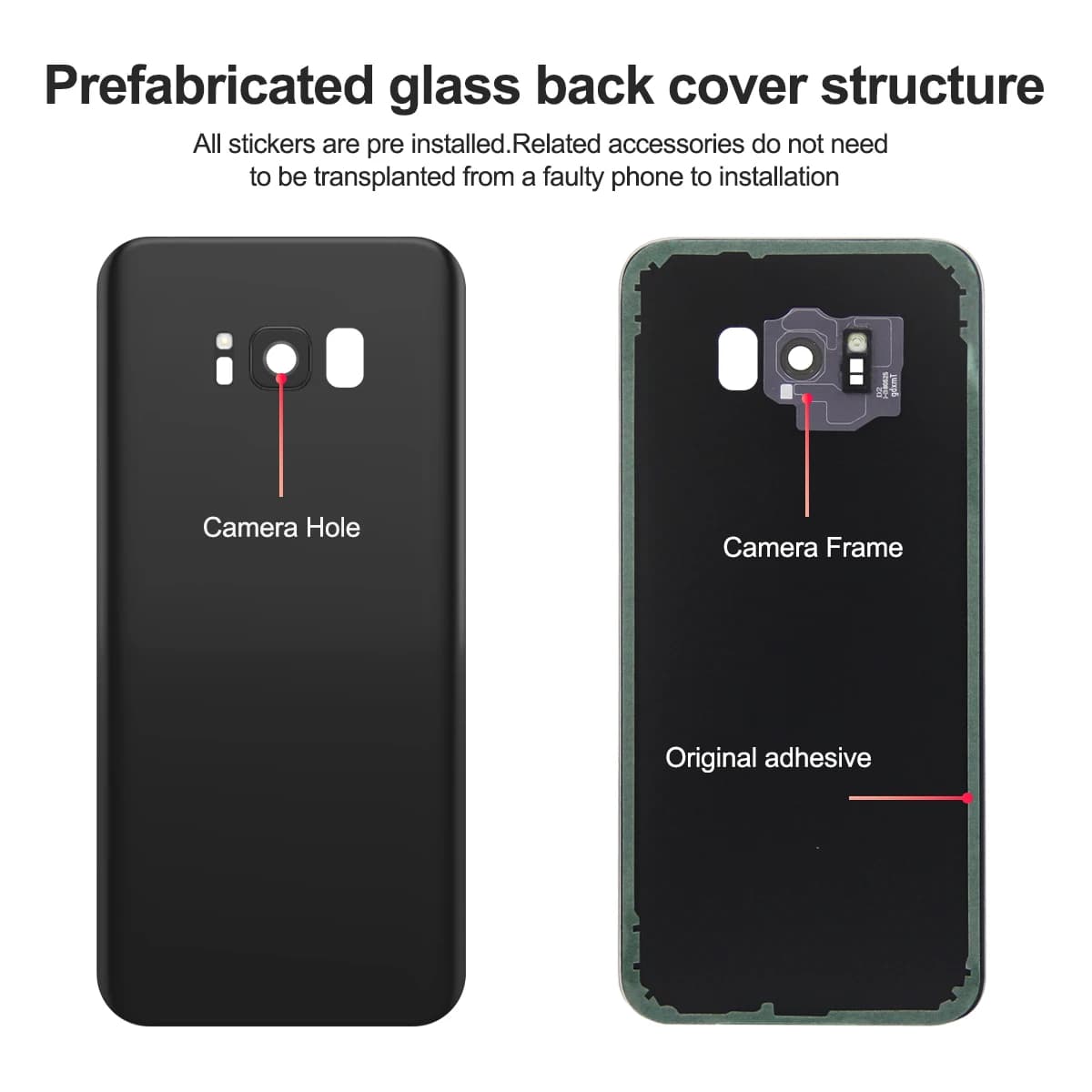 For Samsung S8 Plus G955 Battery Back Cover Glass Panel Rear Door Housing Case Camera Lens Replace