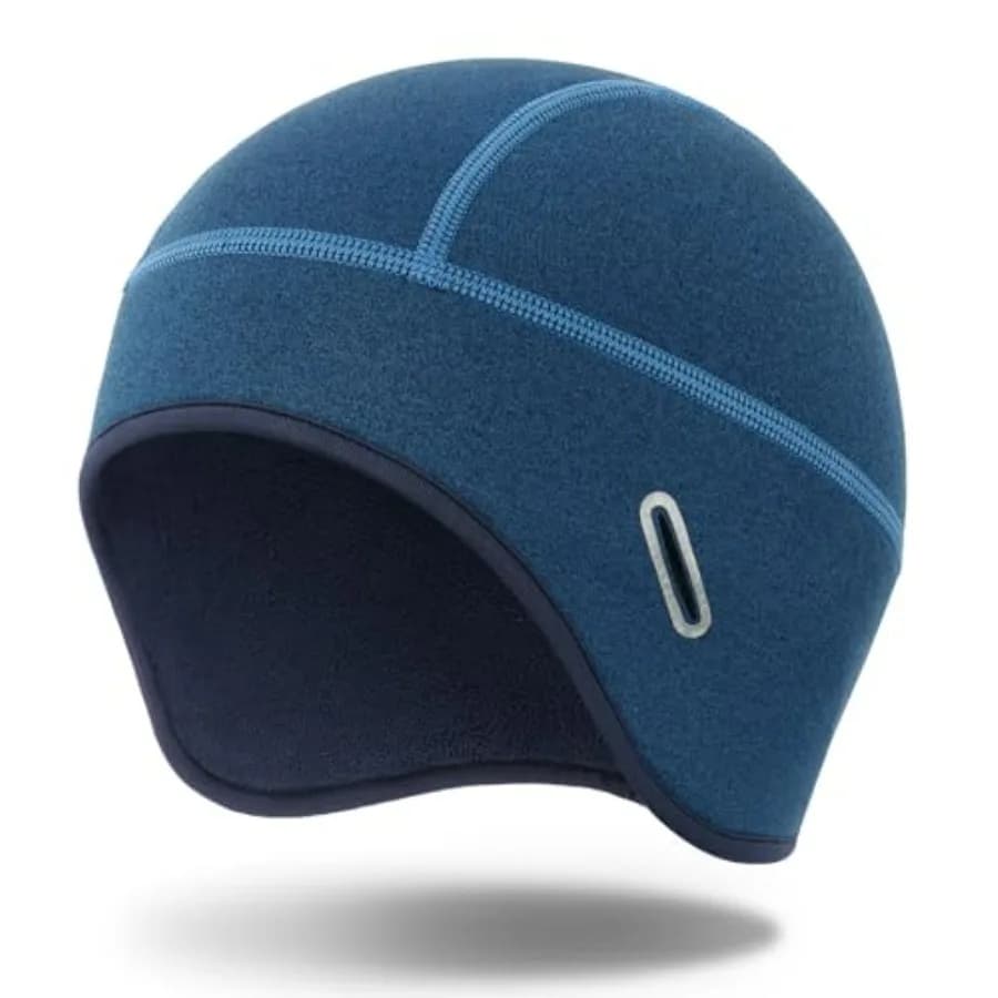 Winter Helmet Liner Skull Cap, Fleece Lined Warm Cycling Cap with Glasses Holes, Thermal Hat Beanie for Men Women