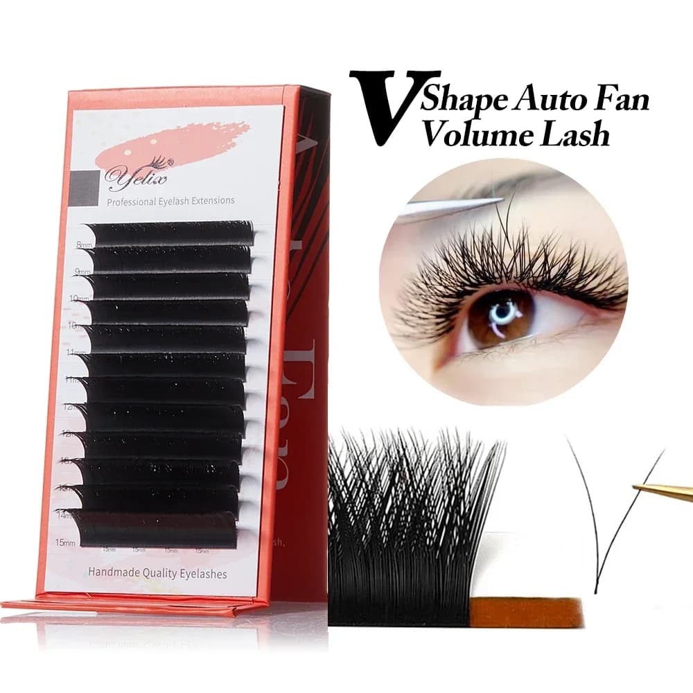 Yelix Mega Volume Lashes a forma di V estensioni delle ciglia a ventaglio automatico resistenza alle alte Temperature ciglia finte a fioritura rapida