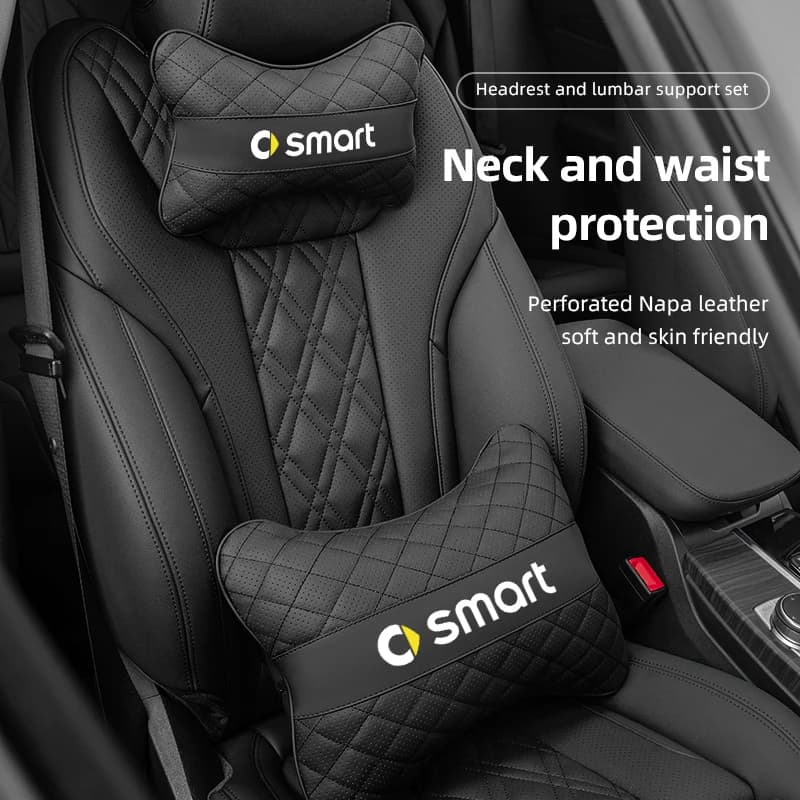 Seggiolino auto Cuscino per il collo Poggiatesta Cuscino di supporto per la vita lombare per Smart EQ Fortwo Forfour 453 451 452 450 454 Roadster Forjeremy