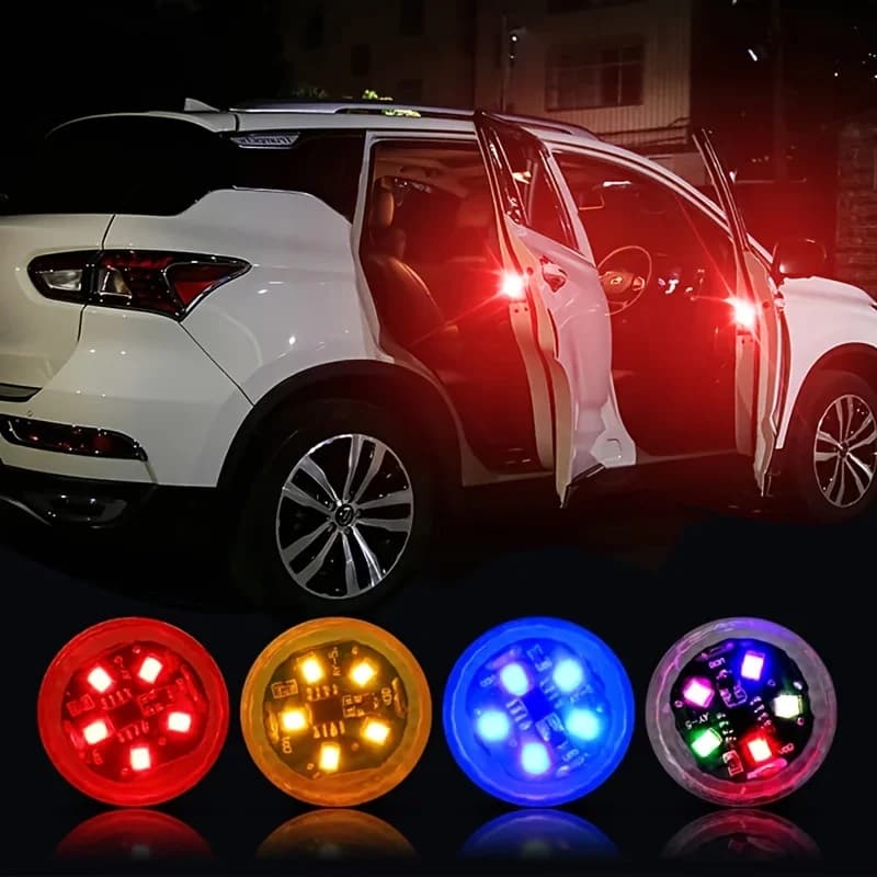 1-2pcs Universal Car Opening Door Safety Warning Anti-collision Lights Magnetic Sensor Strobe Flashing Alarm Lights Parking Lamp