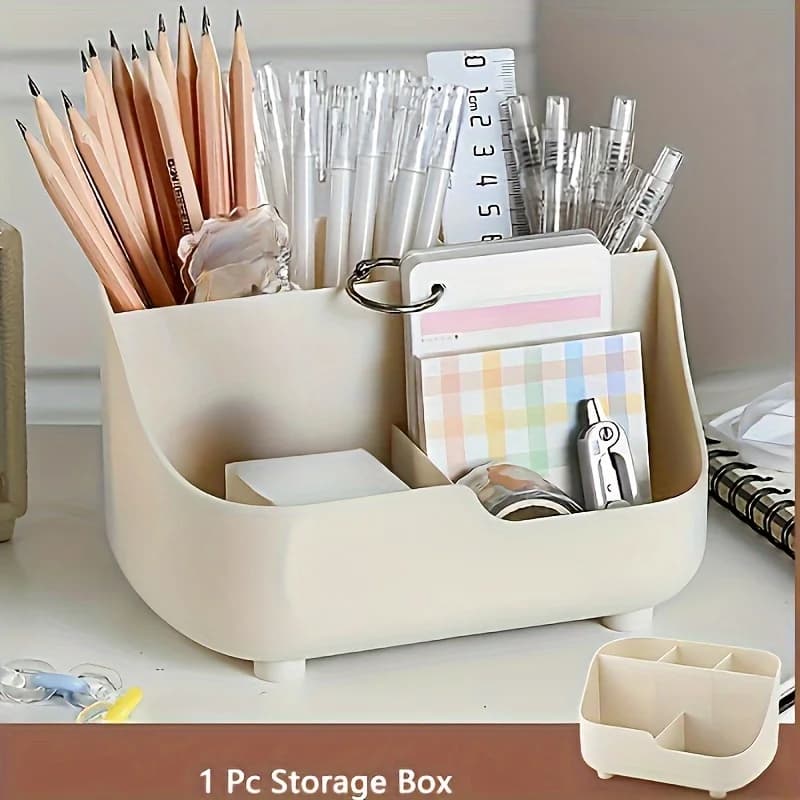 Large capacity desk box, compartmentalized storage box, simple pen holder, cosmetic basket and stationery