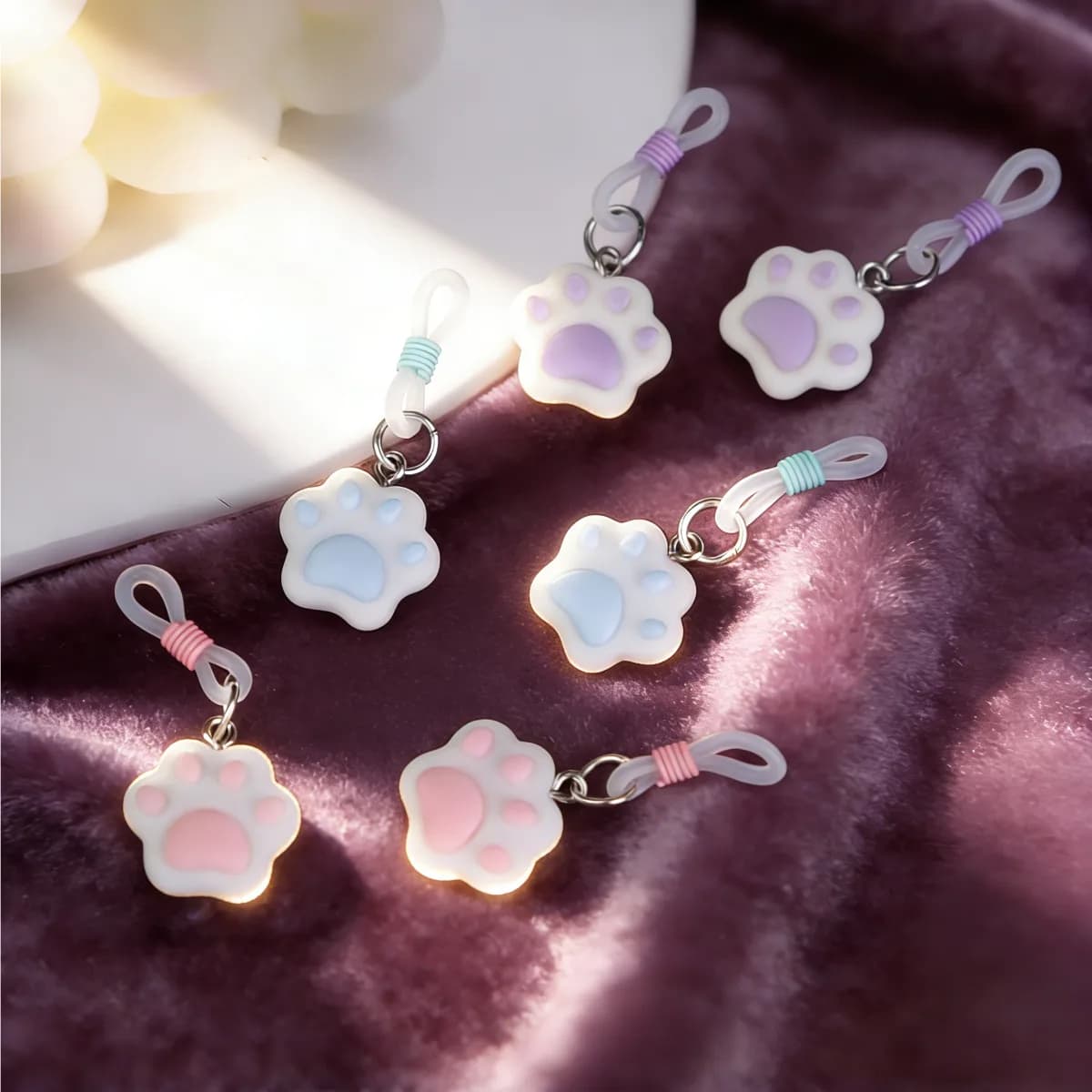 1 Paio di Anelli Finti per la Corpo Fa a Mano, Adjustable, con Simpatica Zampa di Gatto e Cuore, Gioielli Finti Non Piercing