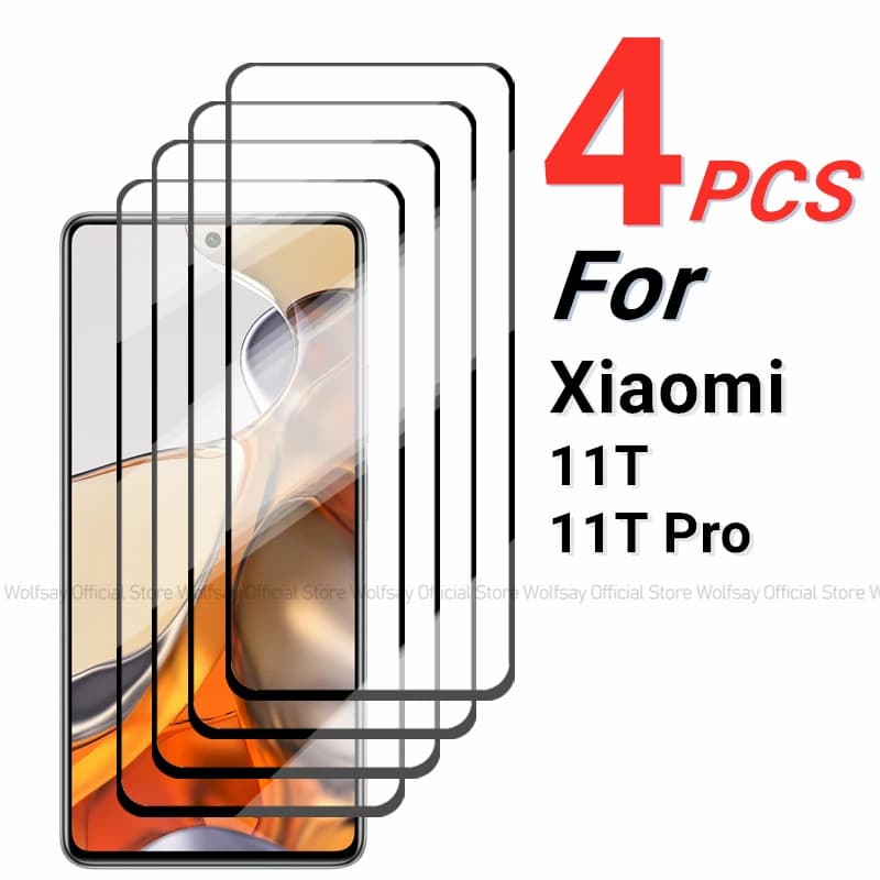 2/4PCS Tempered Glass For Xiaomi 11T Screen Protector For Xiaomi 11T 11T Pro Full Cover Collar Phone Screen Film For Xiaomi 11T
