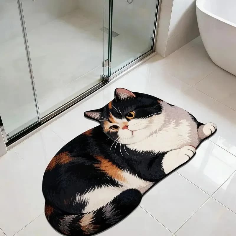 Cute Cat Bedroom Decor Plush Carpet Fluffy Soft Door Floor Mat Animal Print Carpets for Living Room Thick Washable Bedside Rug