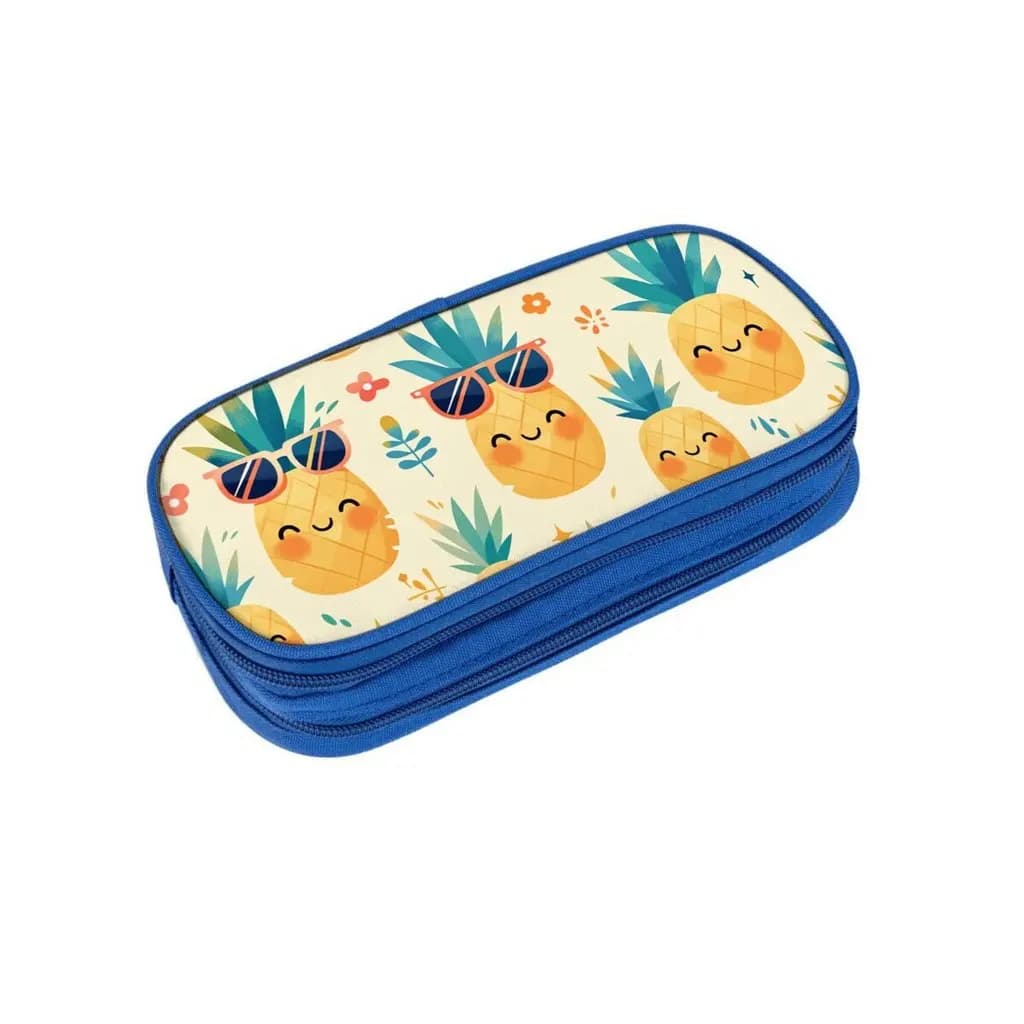 Astuccio Multifunzionale a Doppio Strato con Stampa Ananas per Ragazzi/Ragazze, Miglior Regalo, Astuccio 2D Cartoon per Bambini