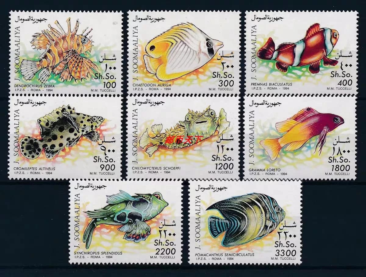 Somalia Post Stamps Postage Year1994 Marine Life Sea Fishes 1 Set 8 New MNH Collectible Postage Stamps Material For Scrapbooking
