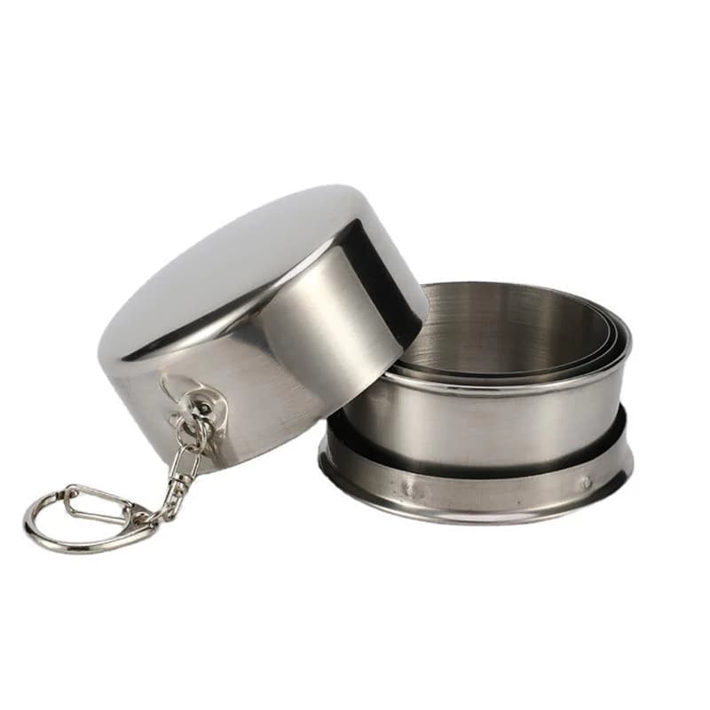 YA Tazza Pieghevole in Acciaio Inossidabile con Portachiavi, Bicchieri Telescopici Portatili Retrattili