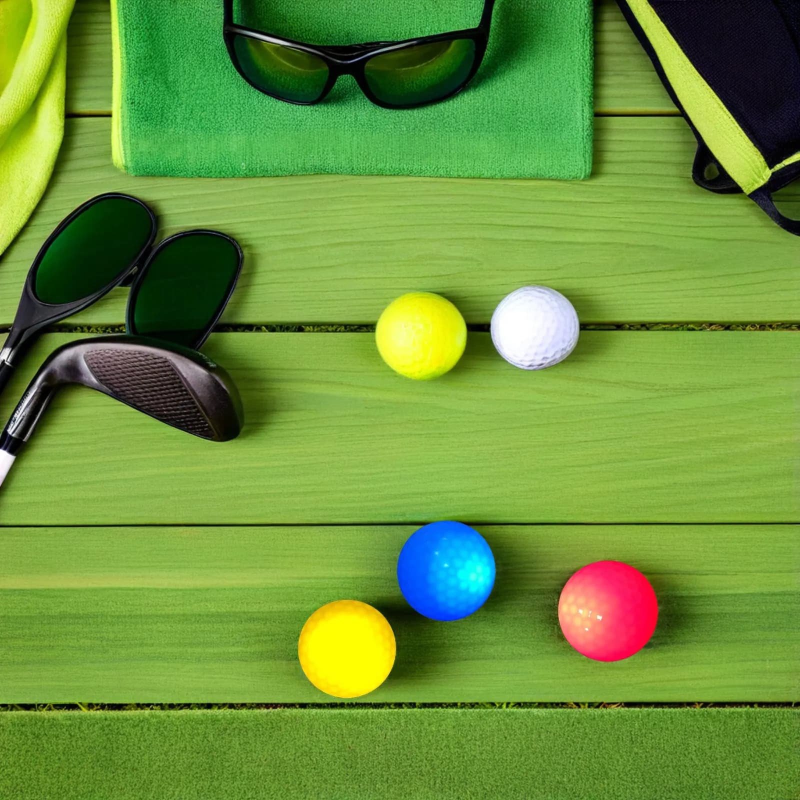6 palline da golf luminose in gomma sintetica con LED, per golf notturno, pratica all'alba, con colori brillanti lampeggianti