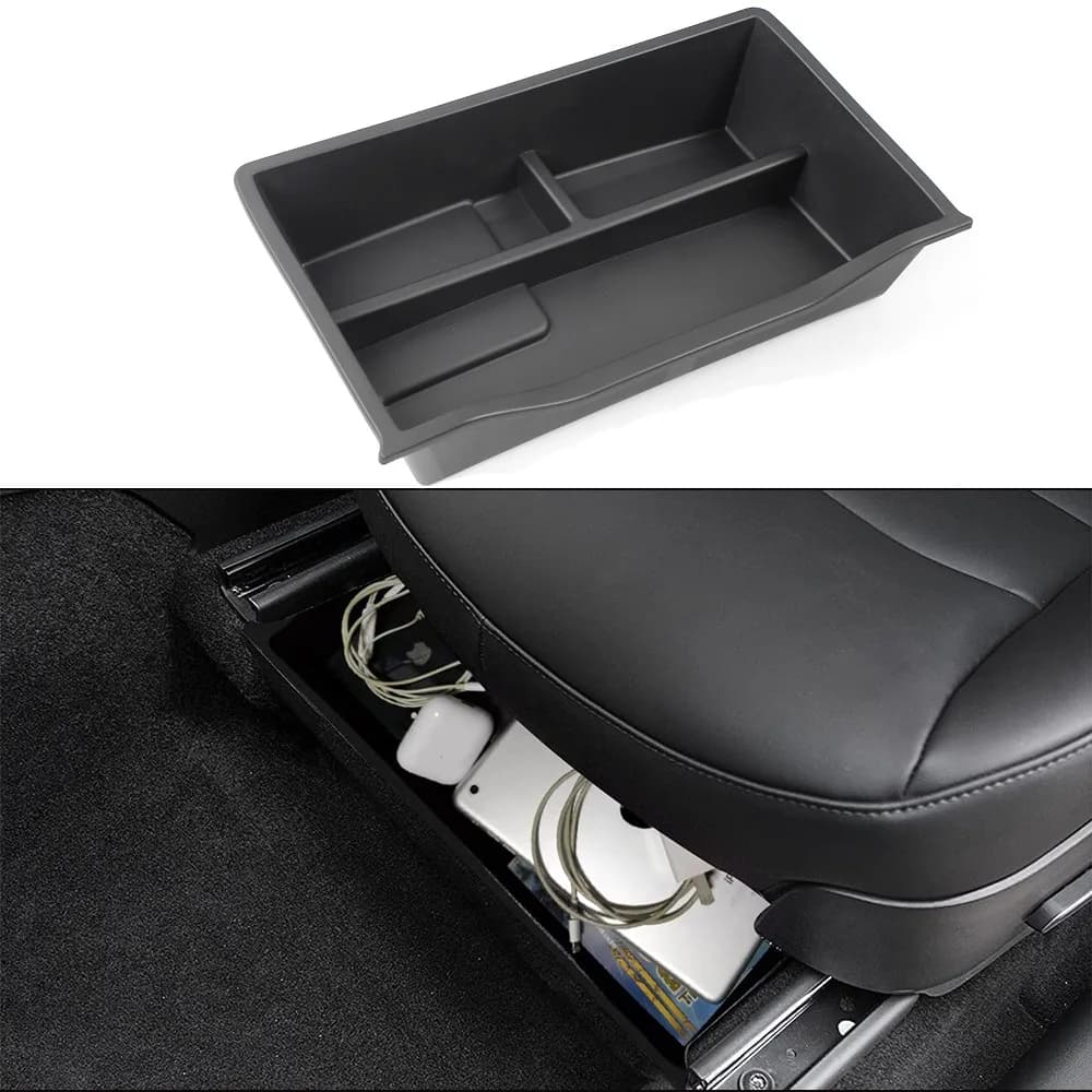 Vassoio organizer per scatola portaoggetti sotto il sedile dell'auto per accessori per auto Tesla Model Y 20-21