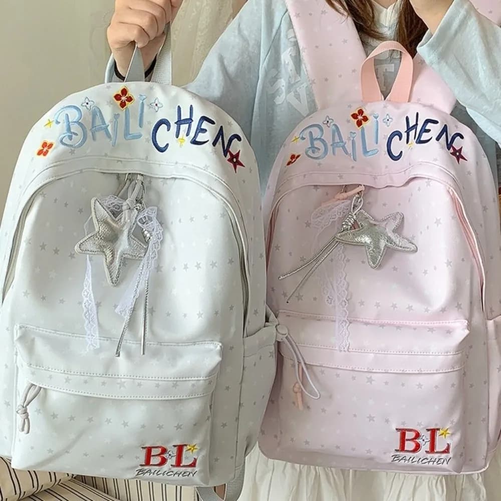 Korean Academy Style Small Star Backpack Shockproof Large Capacity School Bag Wear-resistant Waterproof School Backpack