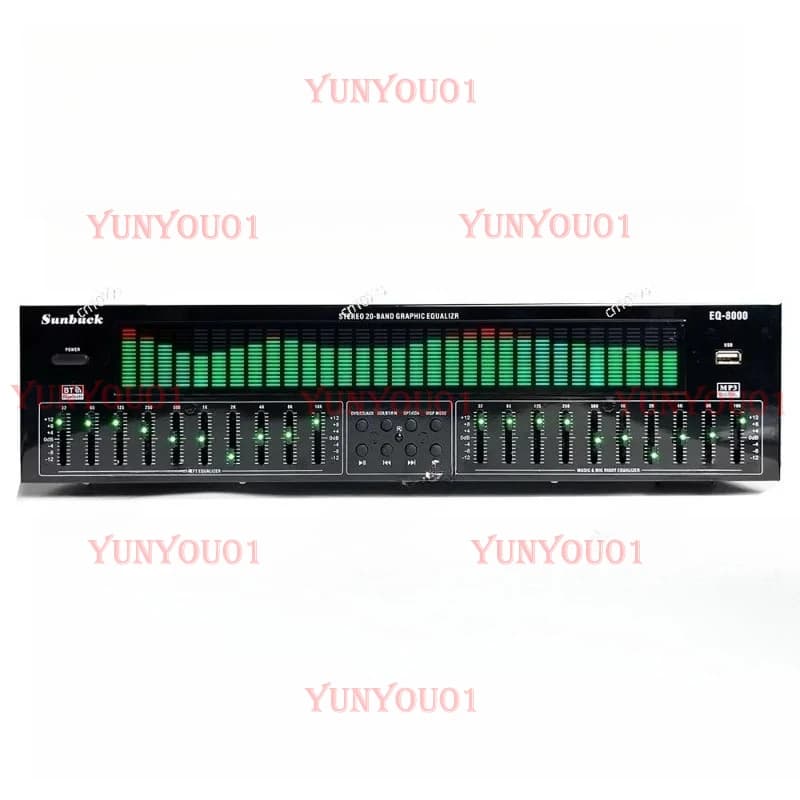 Equalizzatore EQ professionale Bluetooth 5.4 con decodifica audio digitale via fibra coassiale, preamplificatore per audiophili con ingresso USB flash drive.