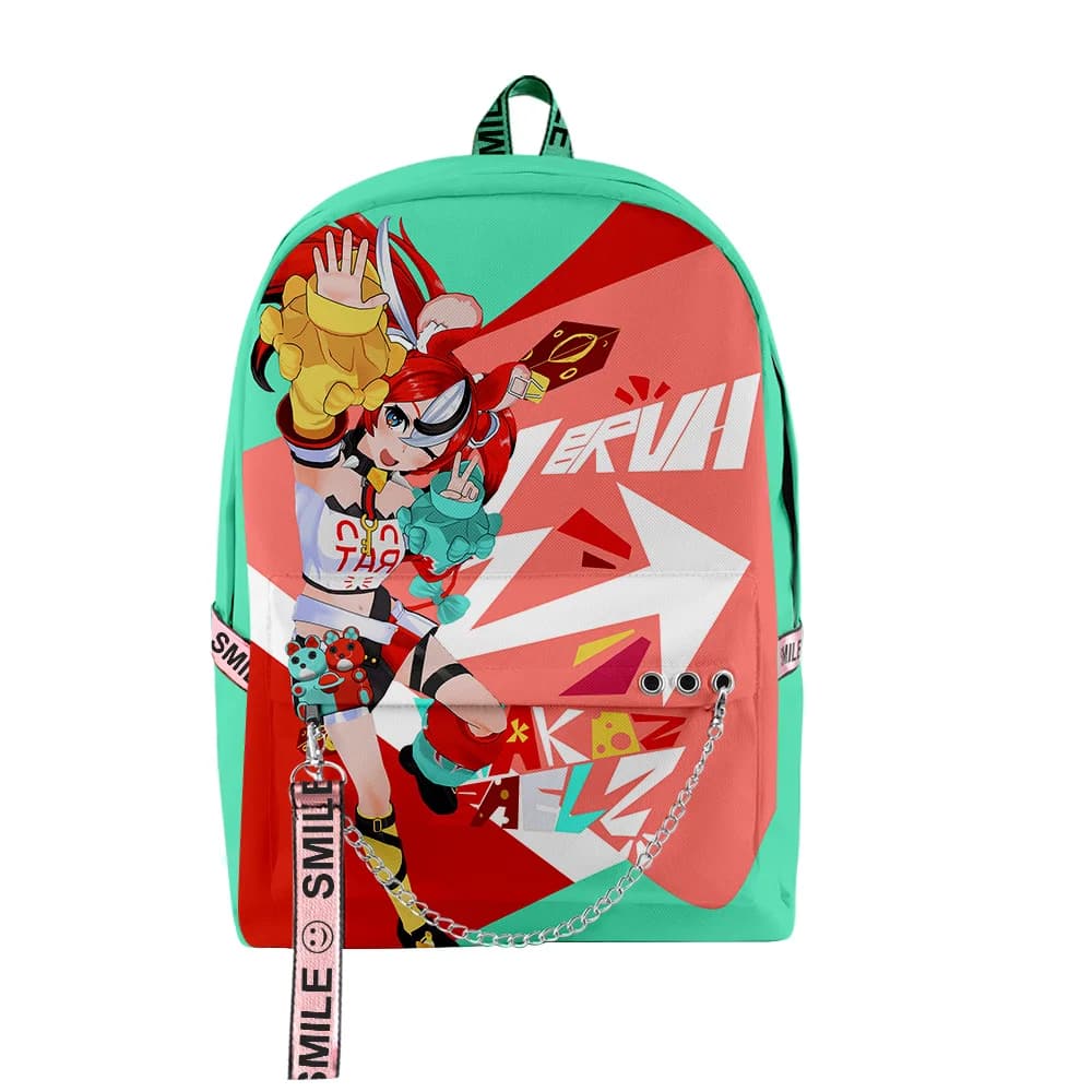 Classici e popolari zaini scolastici con stampa 3D di Hakos Baelz VTuber Anime, zaini da viaggio multifunzione impermeabili in Oxford unisex