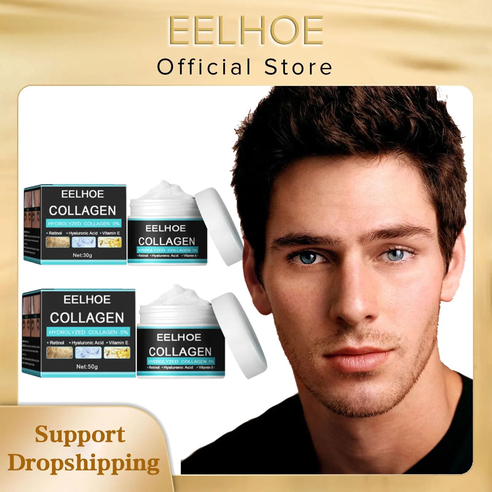 EELHOE Micro Face Cream for Men Hyaluronic Acid Moisturizing Products Lifting Face Moisturizing Cream Collagen Face 30g/50g
