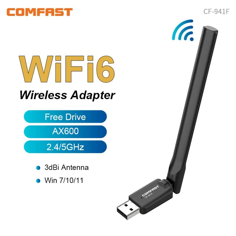 Comfast WiFi 6 adattatore USB AX600 Dual band 600Mbps 802.11AX scheda di rete 5G Adaptador Wifi Antena Para PC Dongle per PC Win10 11
