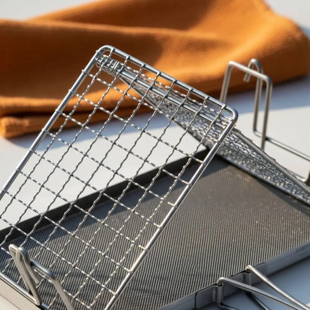 Durable stainless steel camping tostapane, Foldable with Handle, Grid for Tostapane Portable for Picnic