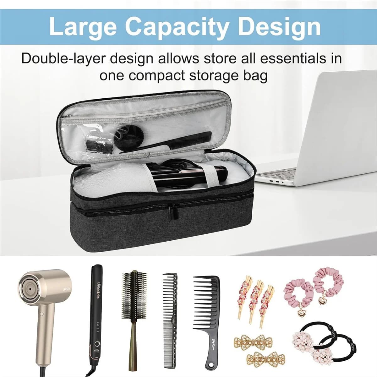 Custodia da viaggio a 2 strati per spazzola/volumizzatore/Styler per asciugacapelli in un solo passaggio/, per Hair Sensation Pro
