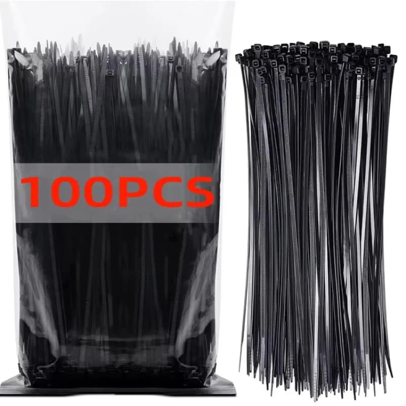 Fascette fermacavi in nylon da 100 pezzi, regolabili, autobloccanti, con anello di fissaggio, riutilizzabili, in plastica, per casa e ufficio