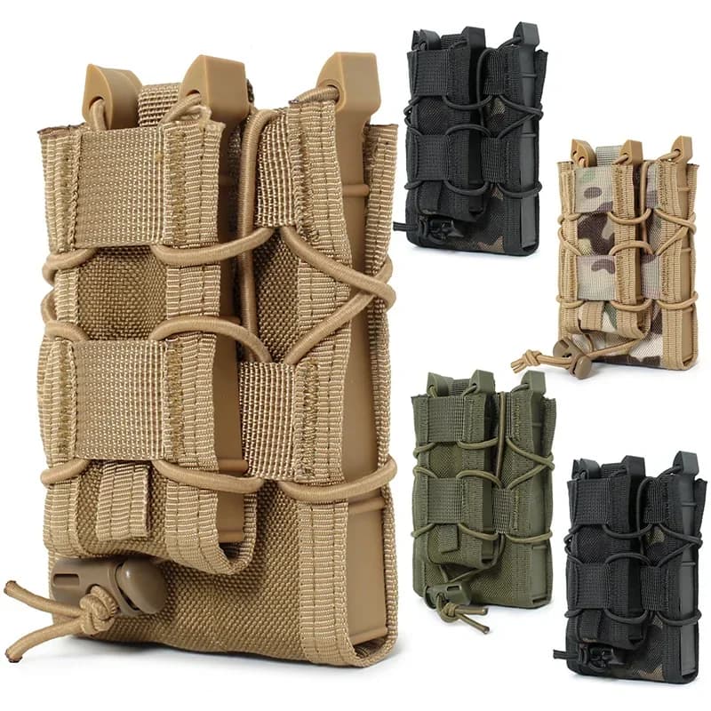 5.56 9mm Molle Magazine Pouch AK AR M4 AR15 Double Decker Magazine Holder Bag Fucile Pistola Mag Fondina Gilet da caccia Buste