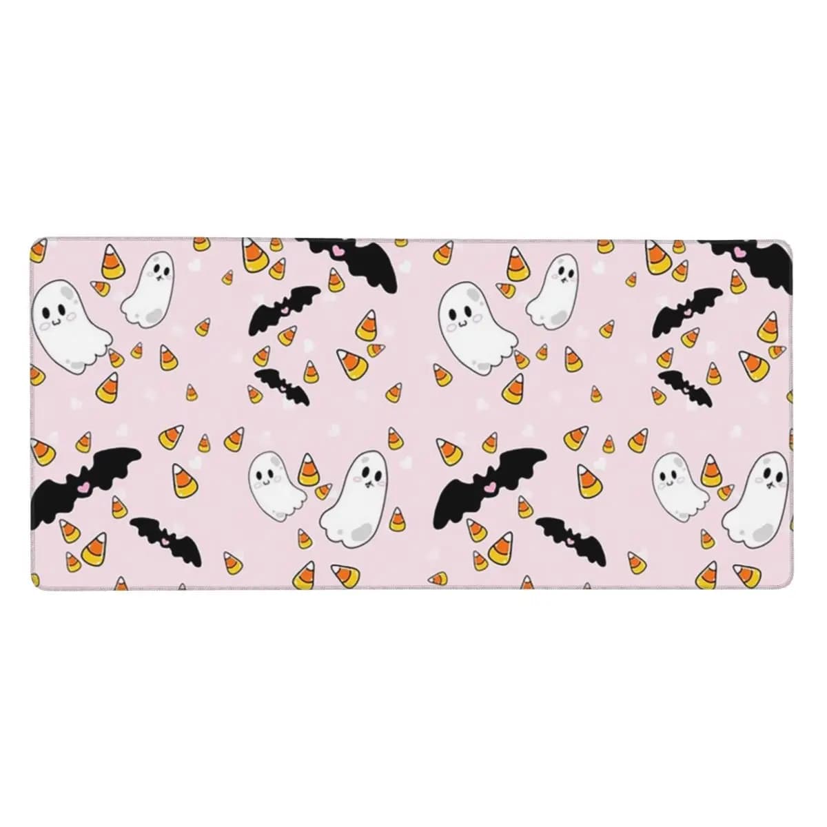 Halloween Themed Ghost And Bat Cartoon Large Mouse Pad Computer Keyboard Mouse Mat Gaming PC Laptop Desk Mat Office Table Mats