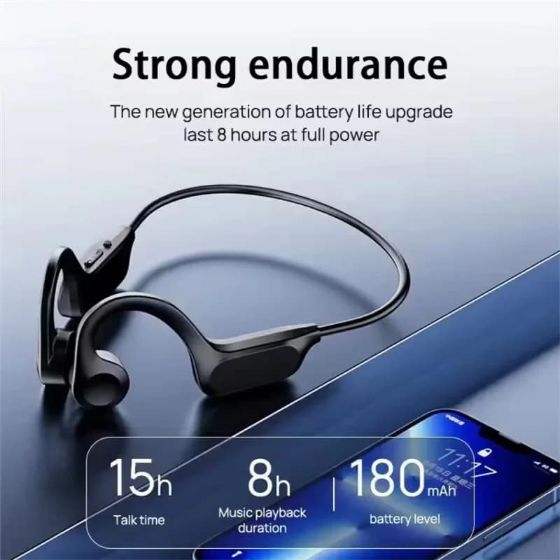 Auricolari wireless a conduzione ossea per sport e nuoto, compatibili con Bluetooth, con microfono per la corsa, auricolari X7