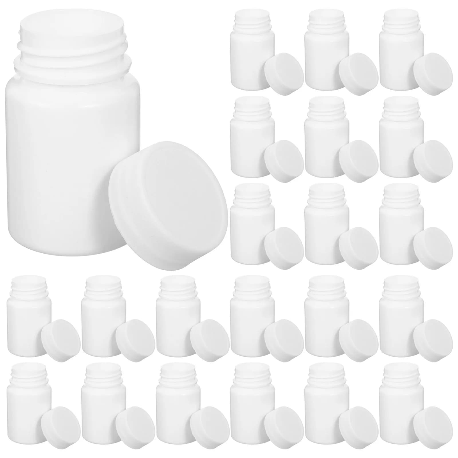 100Pcs Mini Pill Bottles 30Ml White Pe Airtight Waterproof Tablet Container Portable Pharmacy Bottle for Supplements Vitamins