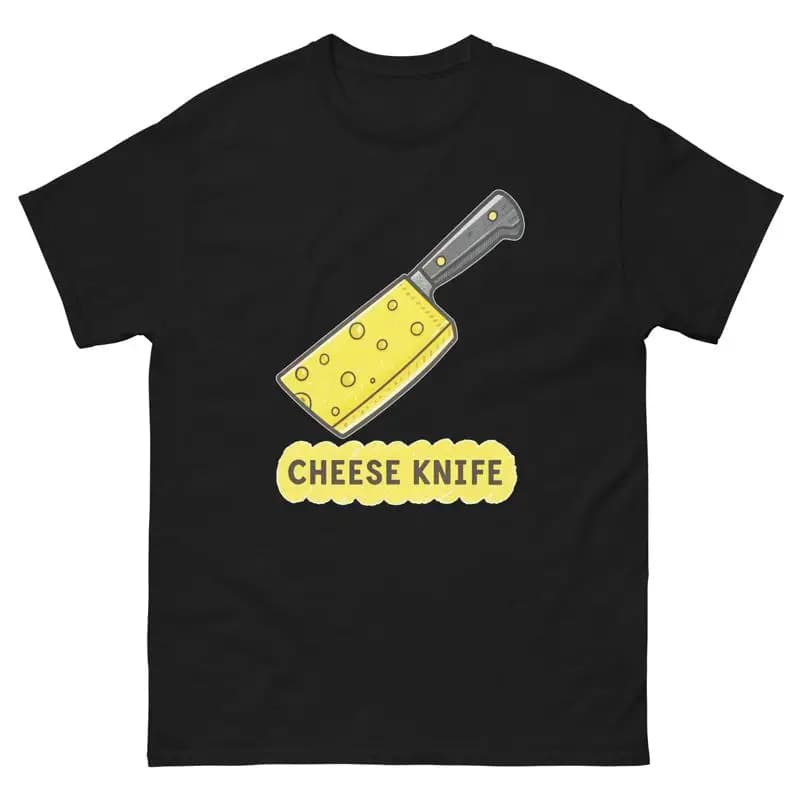 Maglietta con coltello da formaggio, cucina domestica, utensile culinario