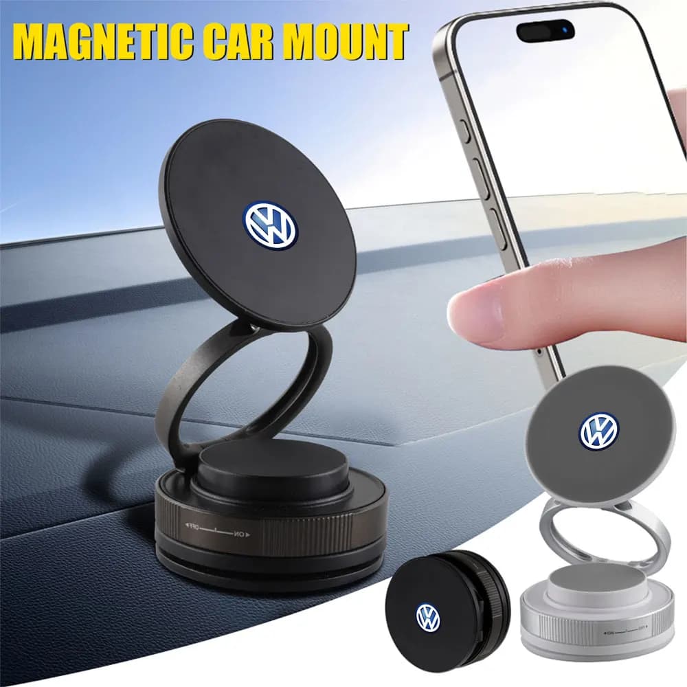 1pc Car Phone Magnetic Stand with Mechanical Vacuum Suction Cup, Navigation Holder For VW Jetta Golf Beetle CC Rline Hub Cover