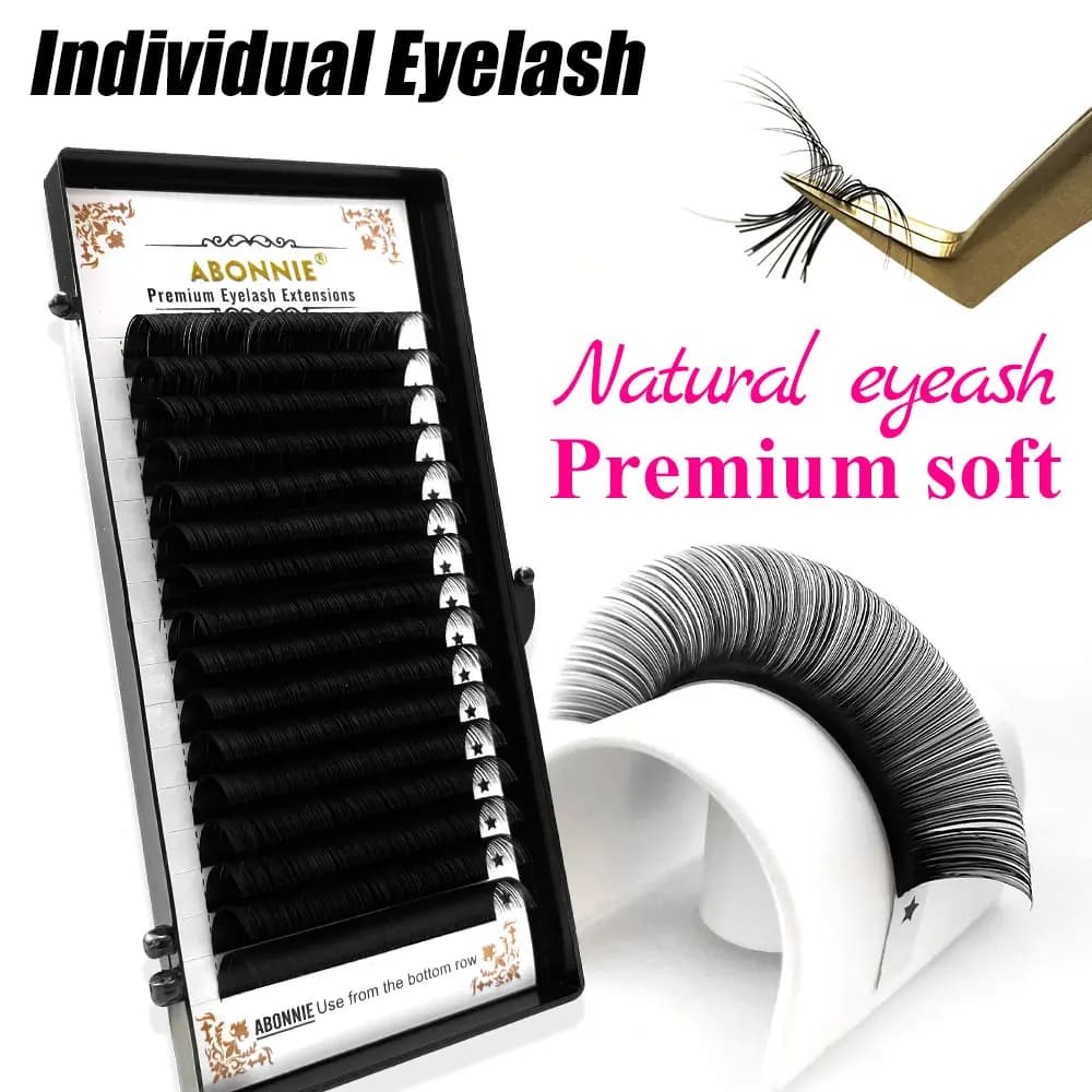 Abonnie Ciglia Finte in Seta Classiche a 16 File, 8-18mm Tutte le Misure, Extension Ciglia Individuali Premium, Forniture per Volume