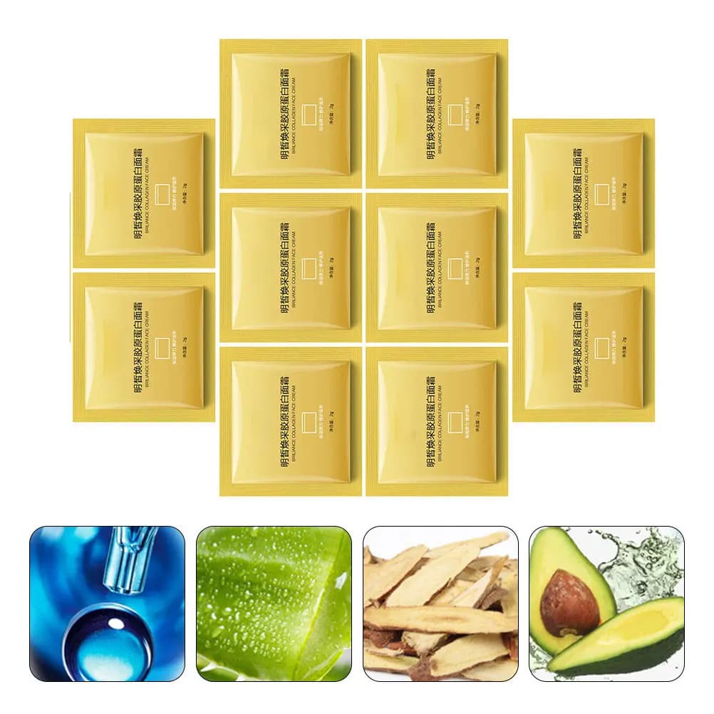 10Pcs Collagen Facial Cream Anti Aging Moisturizing Gel Hydrates Dry Skin Improves Texture Tightens Pores Restores