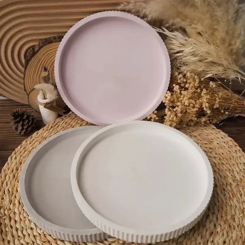 2026 Latest Model DIY Resin Silicone Mold Striped Circular Cut Vase Moon Candle Water Drop Shaped Storage Ornament Handicraft