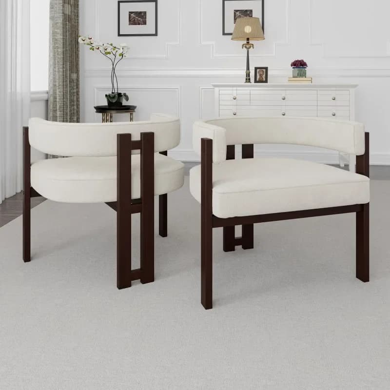 Per sedia dall'accento moderno Poltrona imbottita Teddy con schienale aperto Sedia da pranzo a 3 gambe con canna Comoda sedia laterale per Livin