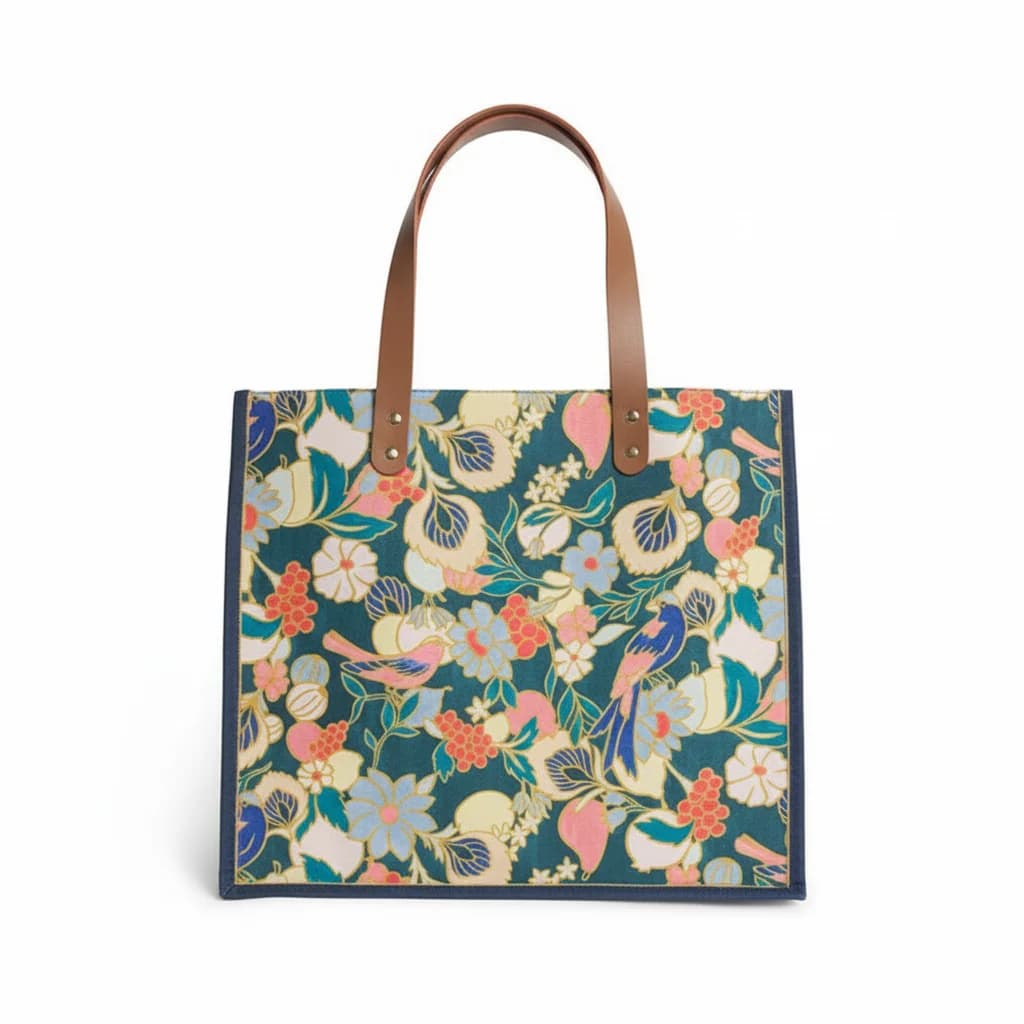 Canvas tote bag with ecological floral print, with handles, for woman, reusable, fashionable and sustainable shopping bag