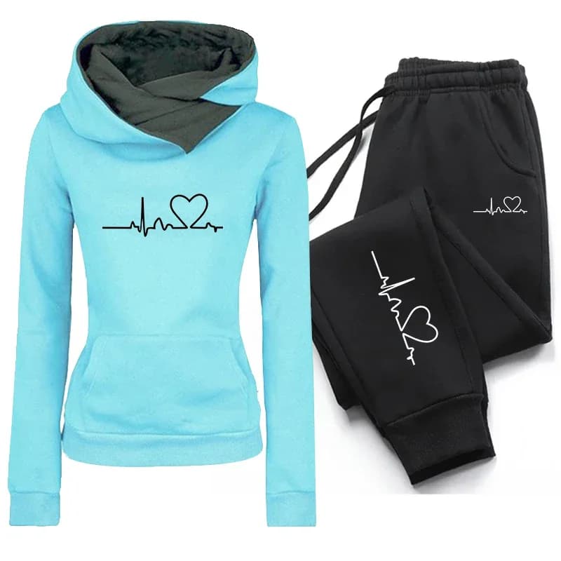 New Women's Hoodie Tracksuit Casual Irregular Collar Sweatshirt Outdoors Sports Jogging Clothes Autumn Winter Single Tops Pants