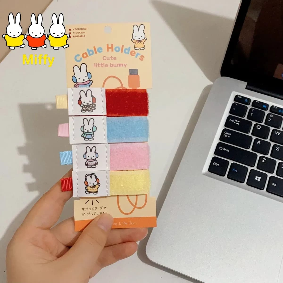 Simpatico Organizzatore per Cavi a Forma di Coniglio Miffy, Fascetta in Velcro per Cavi, Organizzatore per Cavi del Computer e Cinghie per Cuffie