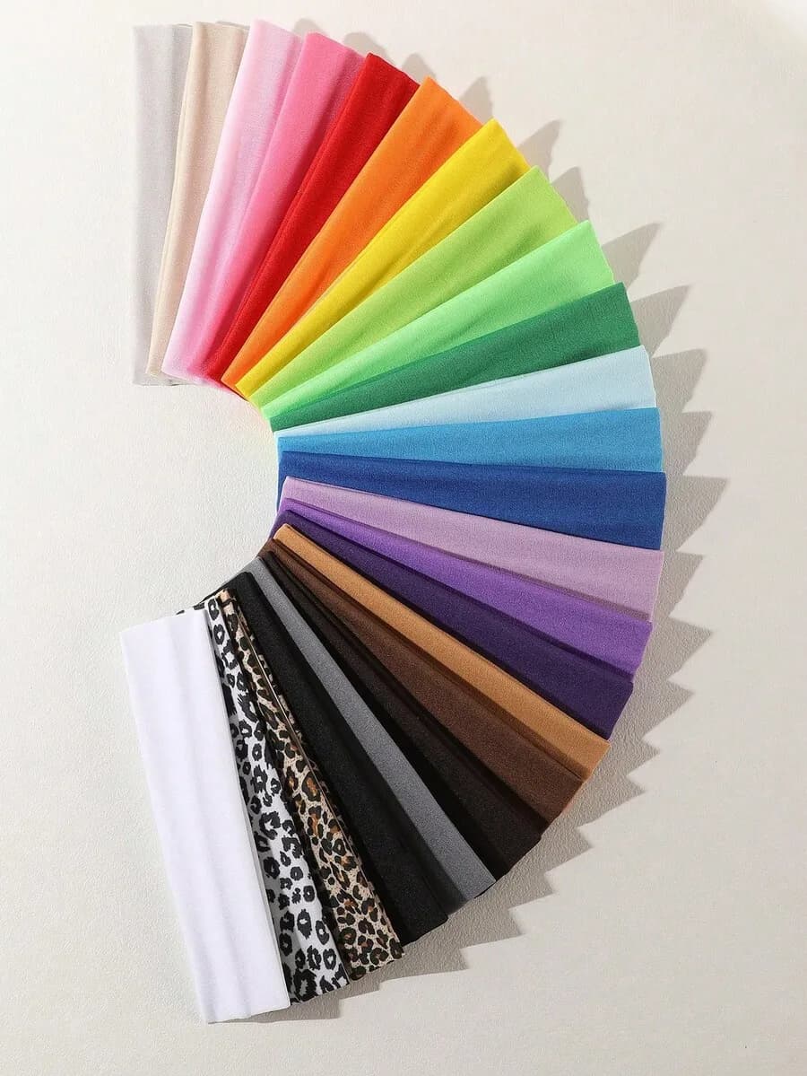 24pcs Unisex Elastic Stretch Sports Headbands Moisture Wicking For Yoga Running Spa Travel