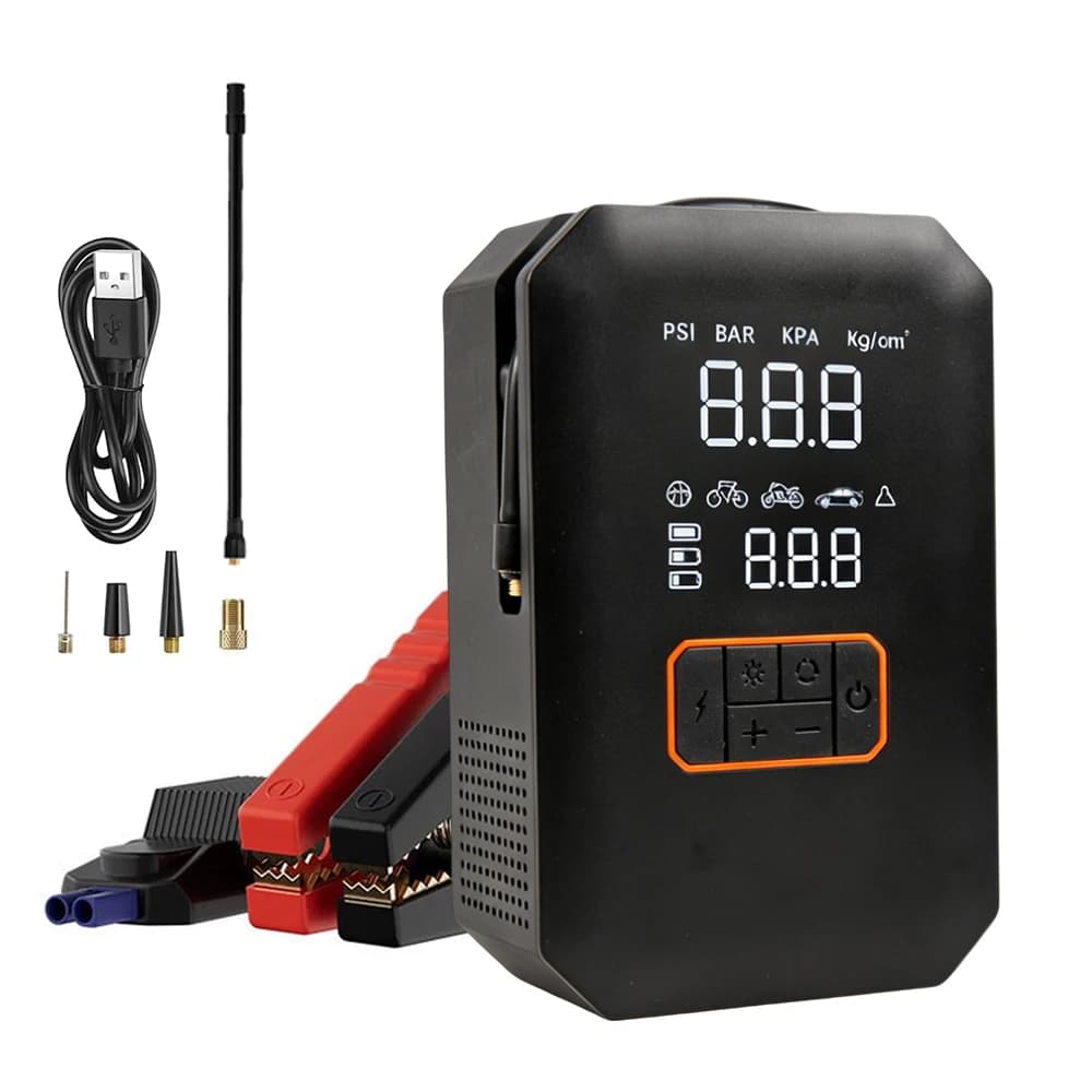 Compressore d'Aria Elettrico Portatile 14.8V per Gonfiaggio Pneumatici Auto e Biciclette